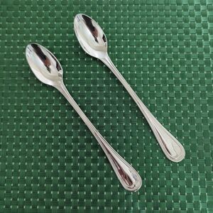 2 Reed & Barton Elegant Bead HAMILTON ENGLISH GENTRY Iced Tea Spoons Stainless